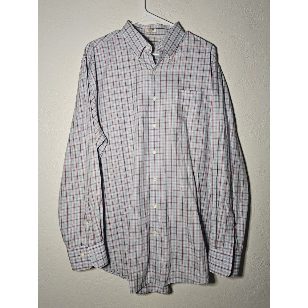 Peter Millar Shirt Men's XL Blue / Red Plaid Button Down Cotton Long Sleeve